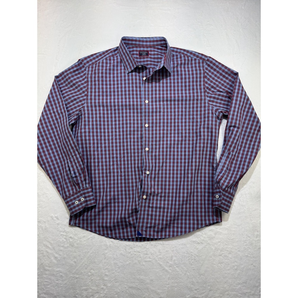 UNTUCKit Shirt Mens XL Blue Red Plaid Long Sleeve Button Up Wrinkle Free Casual